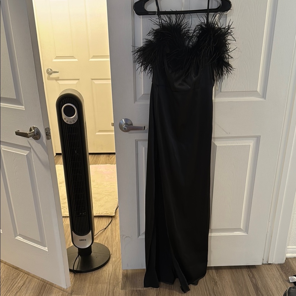 Fashion Nova Black Feathered Dress